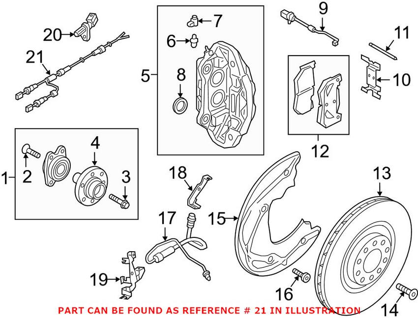 Audi ABS Wheel Speed Sensor Wiring Harness - Front Passenger Side 80A972252