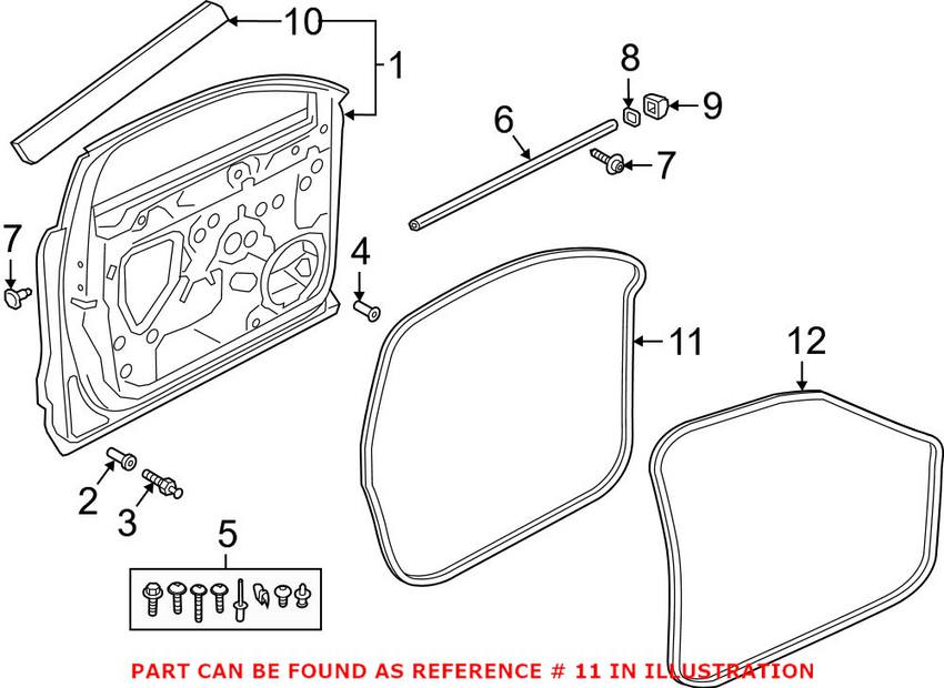 Audi Door Seal - Front Passenger Side Outer