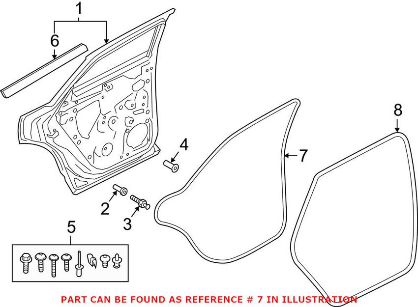 Audi Door Seal - Rear Passenger Side Outer