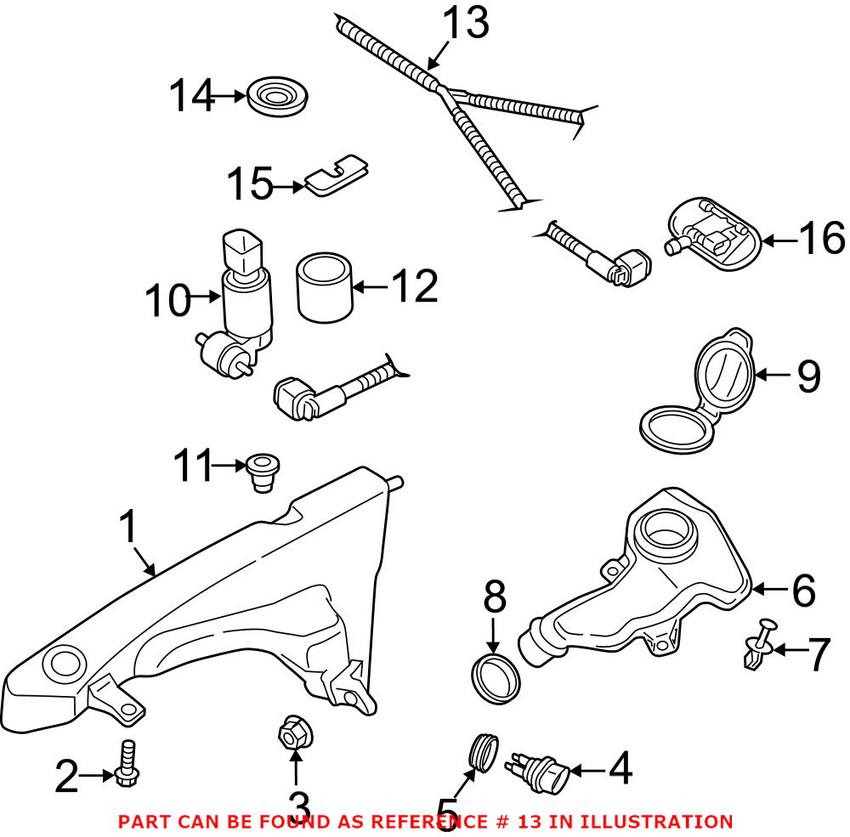 Audi Windshield Washer Hose - Front