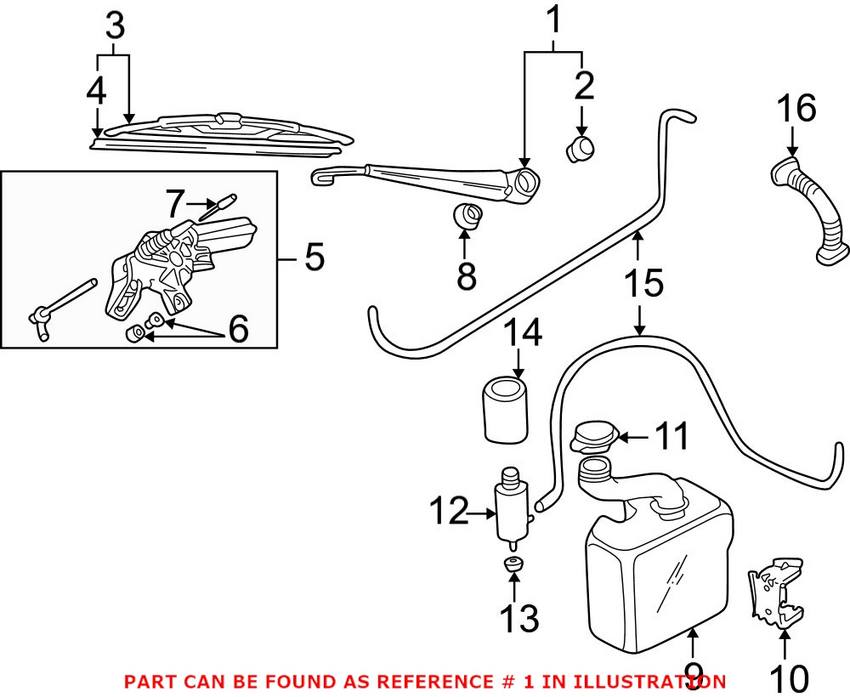 Audi VW Windshield Wiper Arm - Rear 8D9955407A