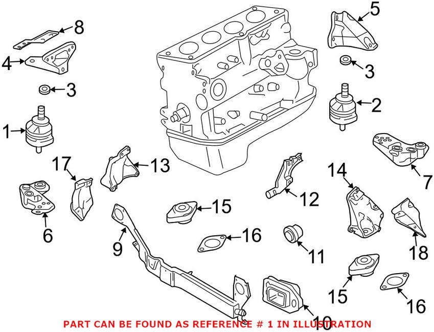 Audi Engine Mount - Passenger Side 8E0199382AJ