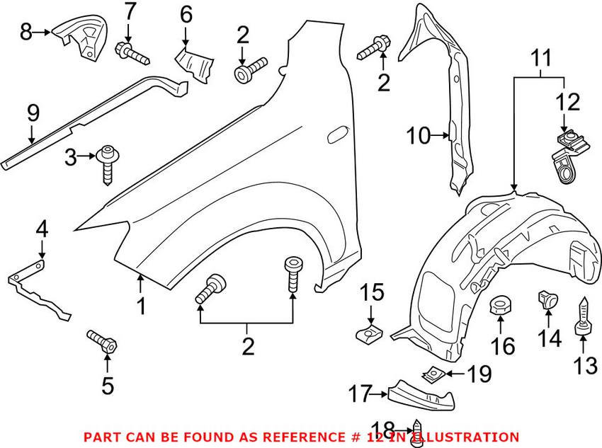 Audi Fender Liner Retainer 8E0821989A