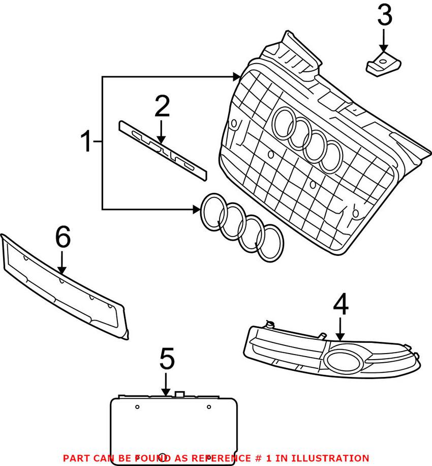 Audi Grille 8E0853651M1QP - Genuine VW/Audi