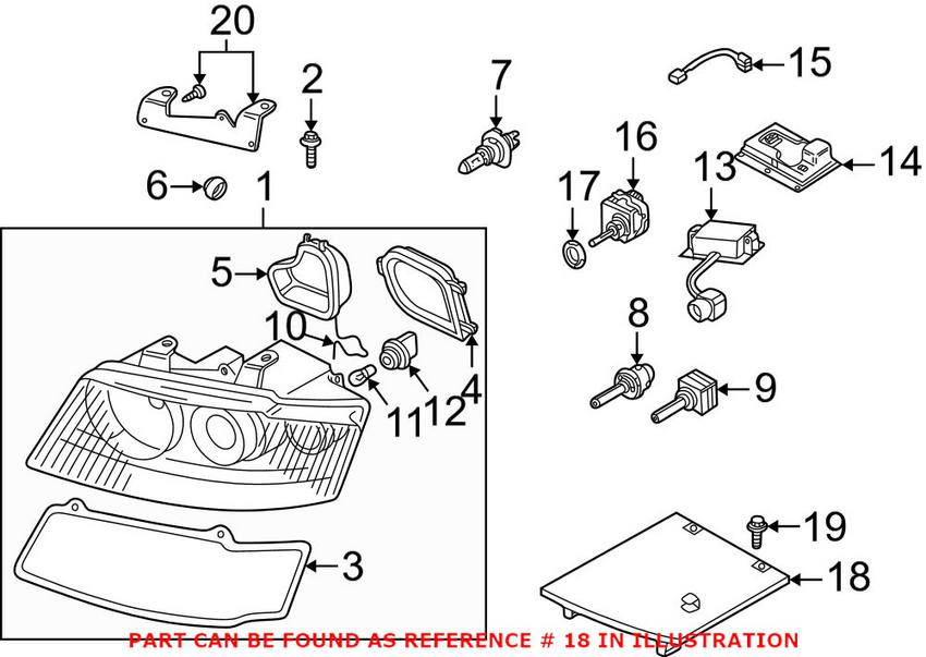 Audi Headlight Bracket - Front Driver Side 8E0941453