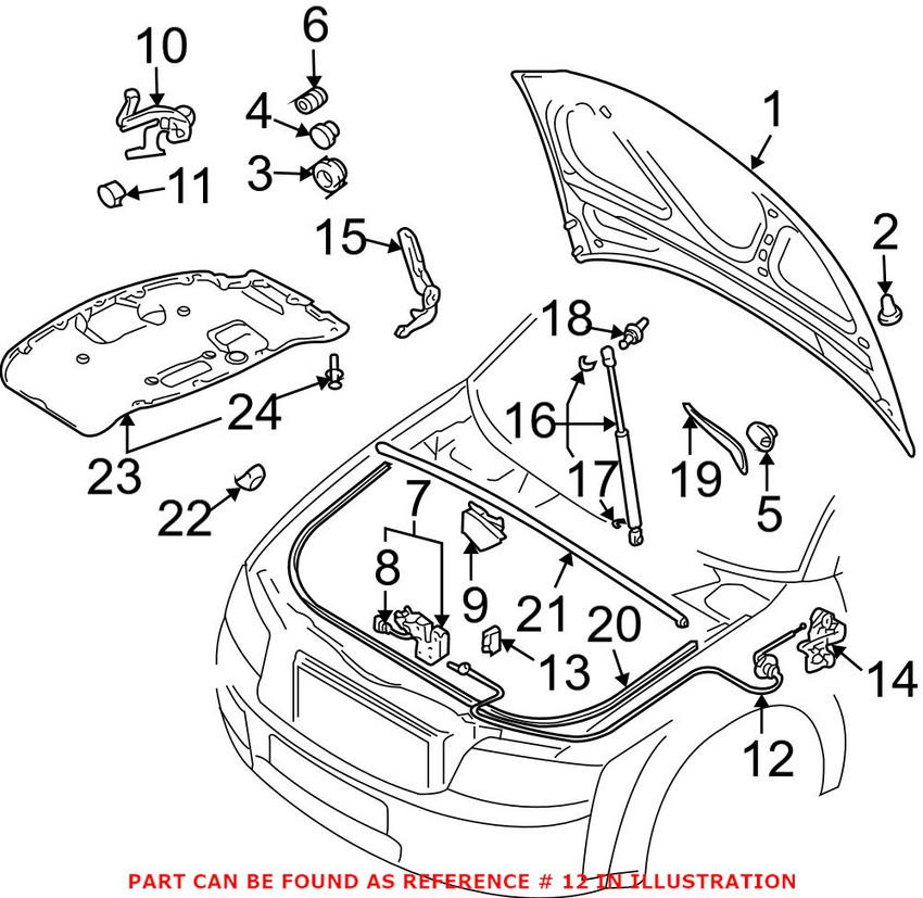 Audi Hood Release Cable 8E1823531G