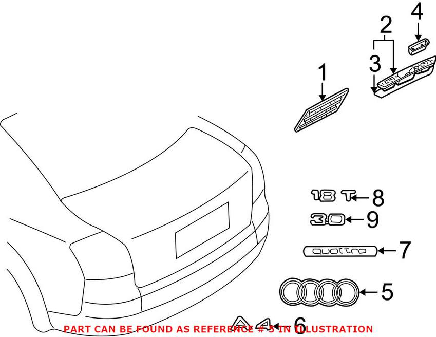 Audi Emblem - Rear (Audi Rings) 8E98537422ZZ