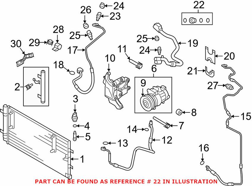 Audi A/C Refrigerant Line Seal Kit 8K0298260B