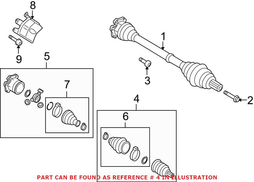 Audi CV Joint Kit - Front Outer 8K0498099D