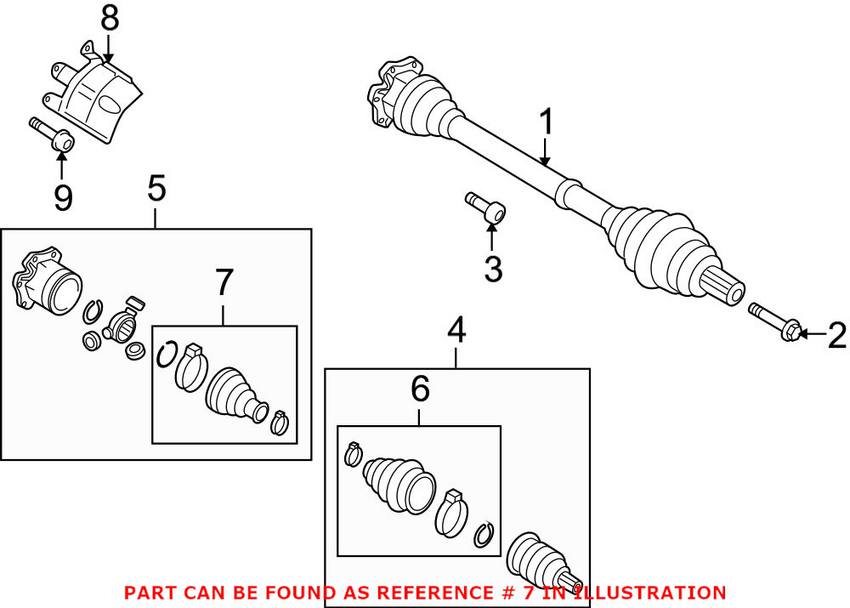 Audi CV Joint Boot Kit - Front Inner 8K0498201C