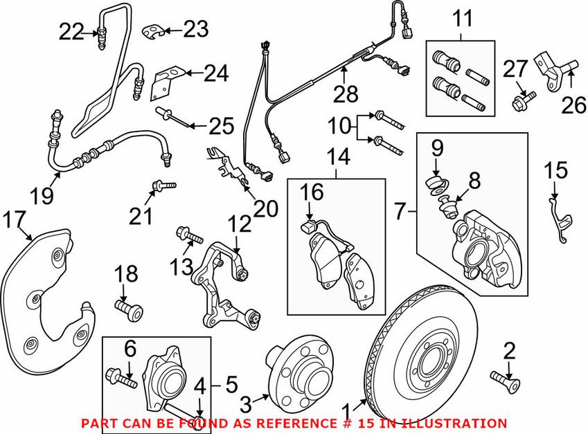 Audi Disc Brake Anti-Rattle Clip 8K0615269A