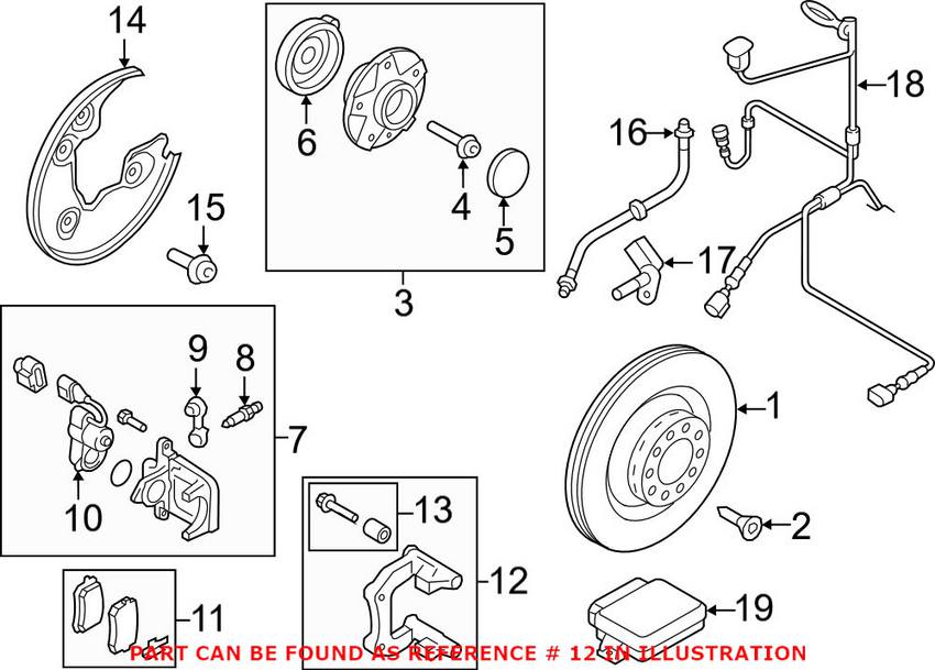 Audi Disc Brake Caliper Bracket - Rear Driver Side 8K0615425C