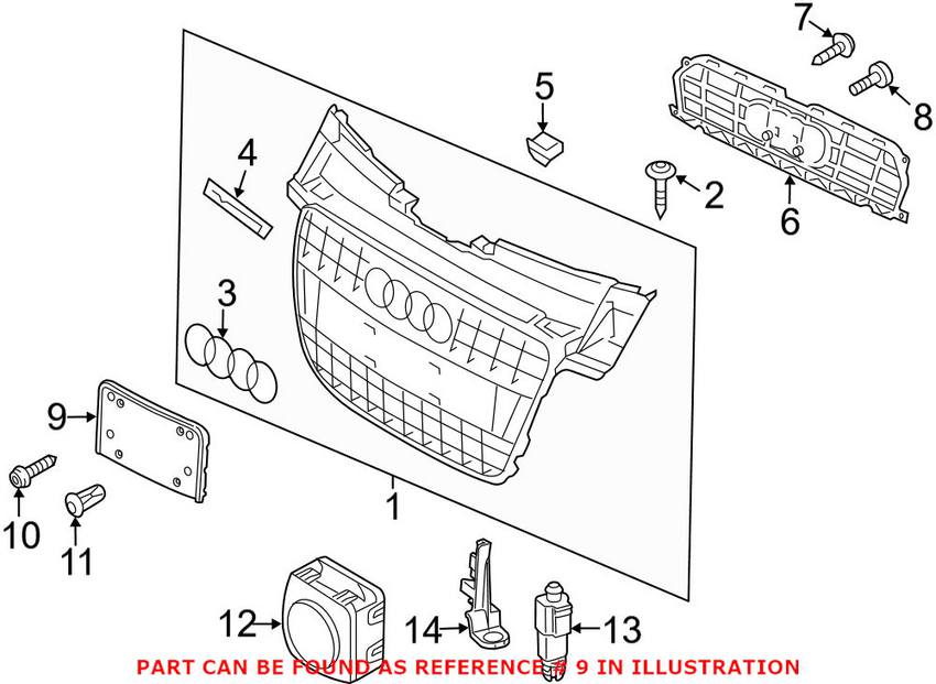 Audi License Plate Bracket - Front (Gray) 8K0807285E1QP