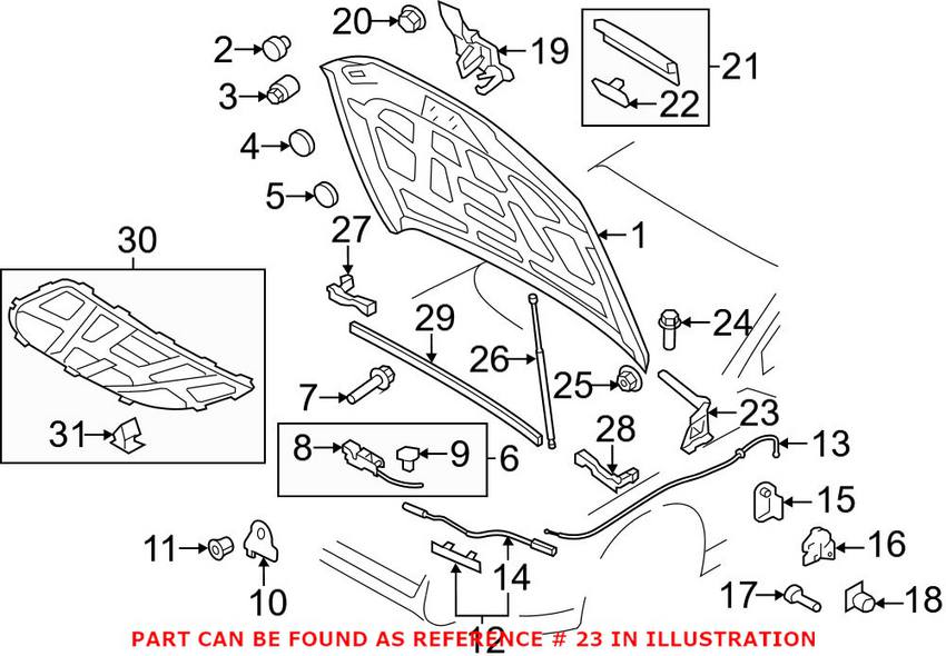 Audi Hood Hinge - Driver Side 8K0823301D