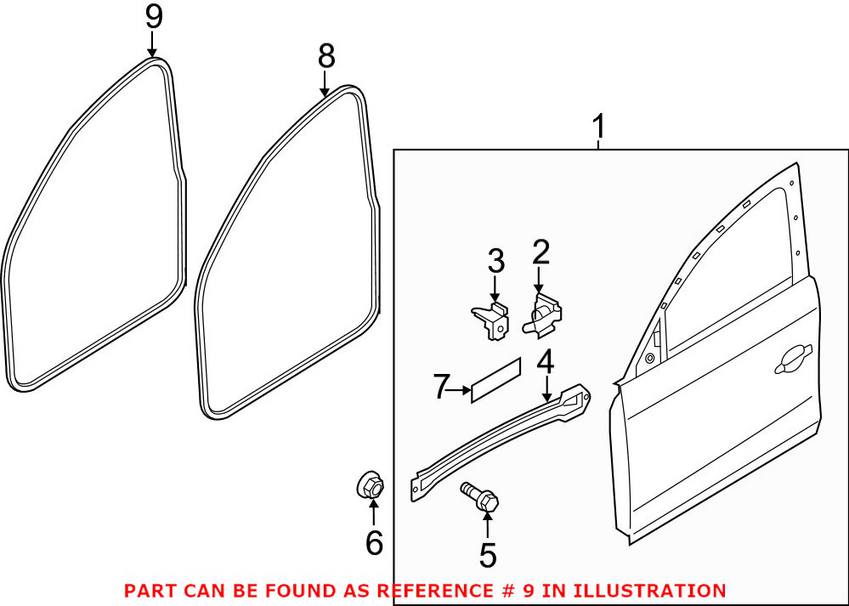 Audi Door Seal - Front Inner 8K0831721H