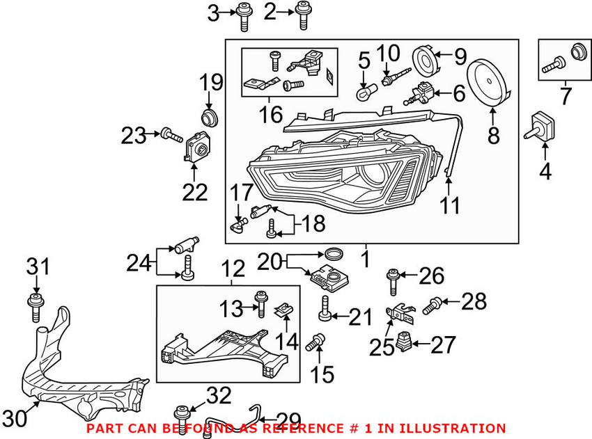 Audi Headlight Assembly - Front Passenger Side 8K0941044E