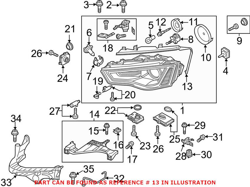 Audi Headlight Seal - Passenger Side 8K0941192B