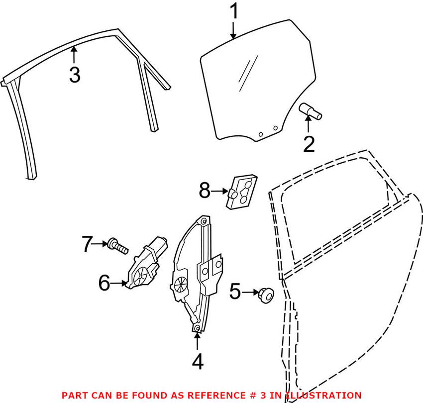 Audi Window Channel - Rear Driver Side 8K9839439G