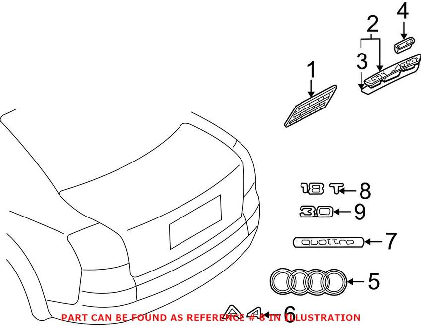 Audi Emblem - Rear (1.8T) 8L0853743G2ZZ