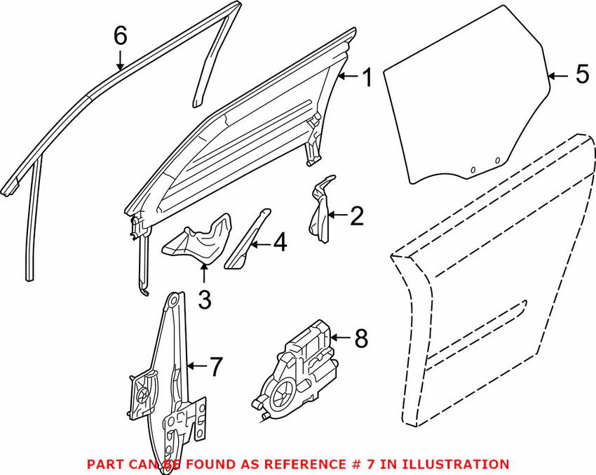 Audi Window Regulator - Rear Passenger Side 8P4839462B