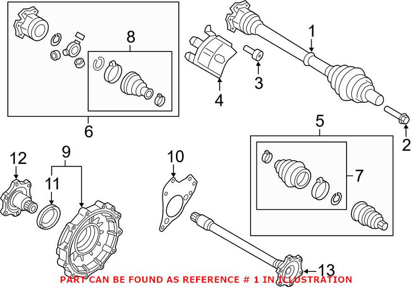 Audi Axle Assembly - Front (Rebuilt) 8R0407271BX