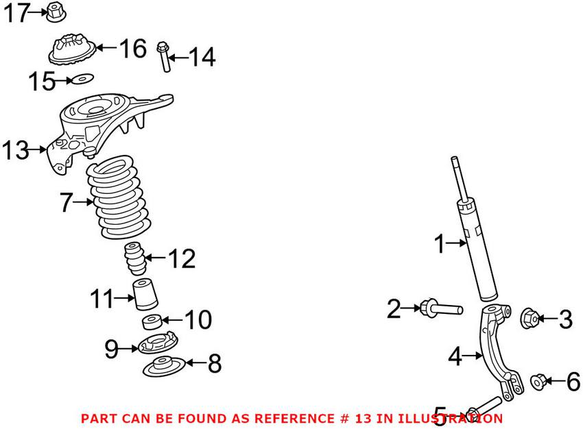 Audi Strut Mount Bracket - Front Driver Side 8R0412391A