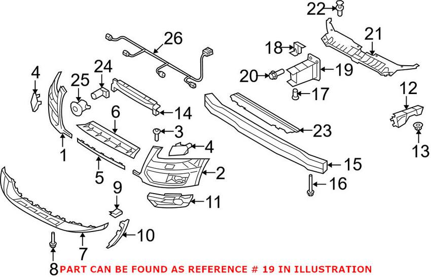 Audi Bumper Impact Bar Bracket - Front Passenger Side 8R0807134B