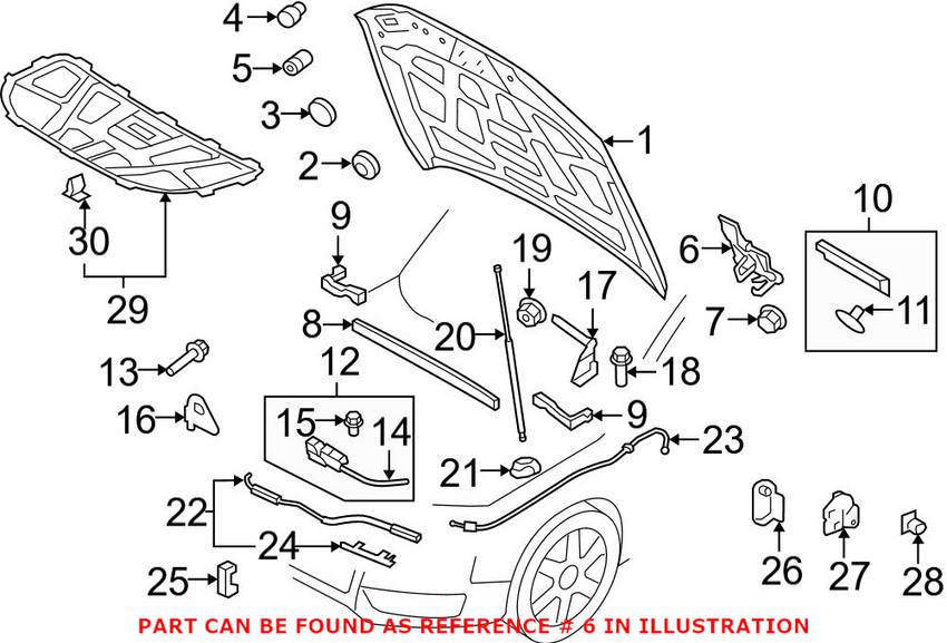 Audi Hood Safety Catch - Front 8R0823480B