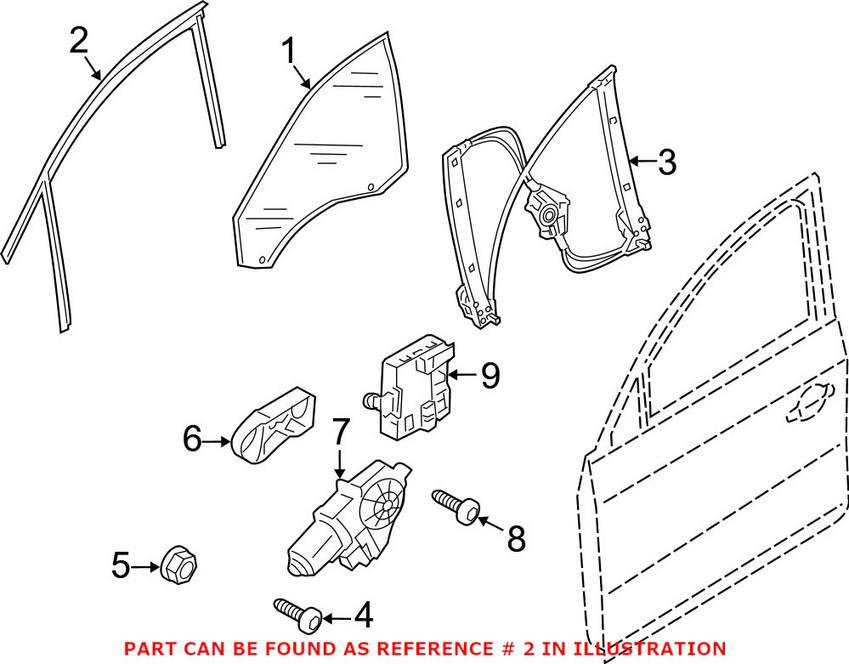 Audi Window Channel - Front Driver Side 8R0837439H