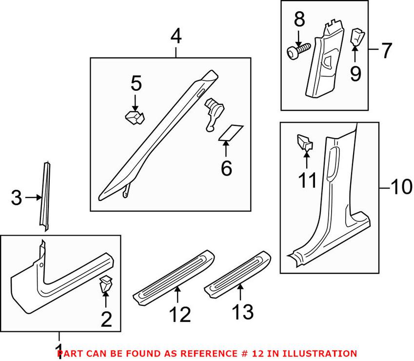 Audi Door Sill Plate - Front Passenger Side 8R0853374G01C