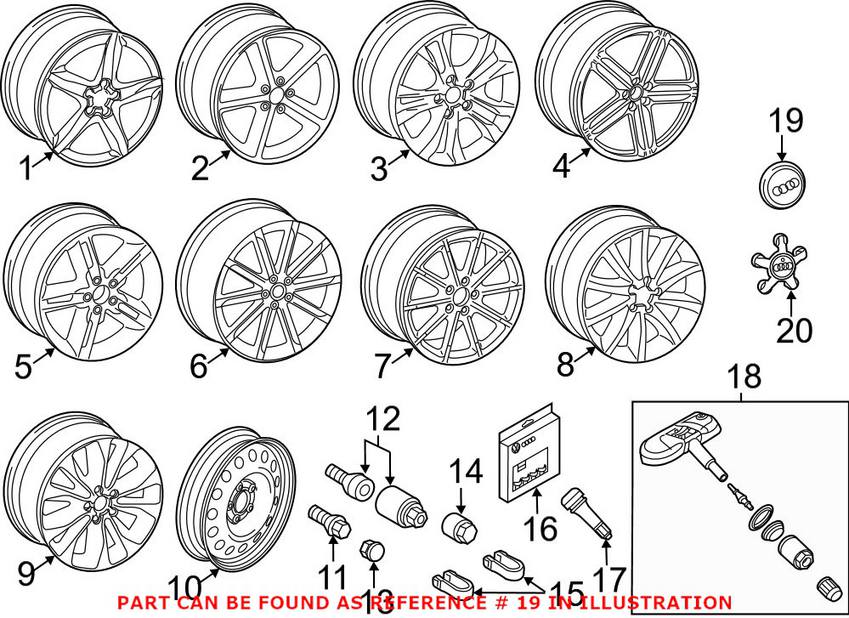 Audi Wheel Cap 8T0601170 - Genuine VW/Audi