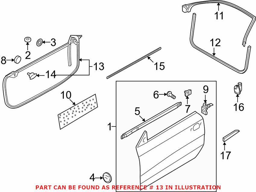 Audi Outer Door Seal - Front Driver Side 8T0837911G