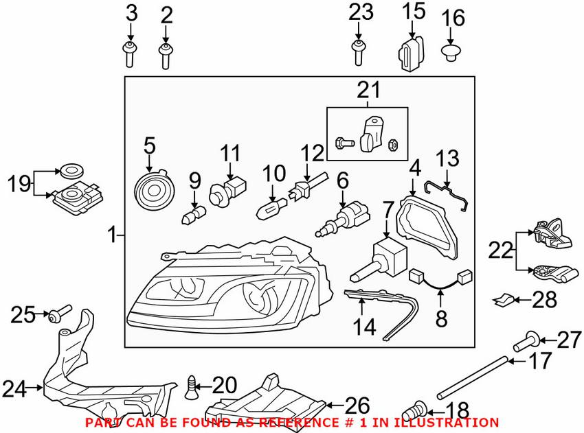 Audi Headlight Assembly - Passenger Side (Xenon) 8T0941030AM