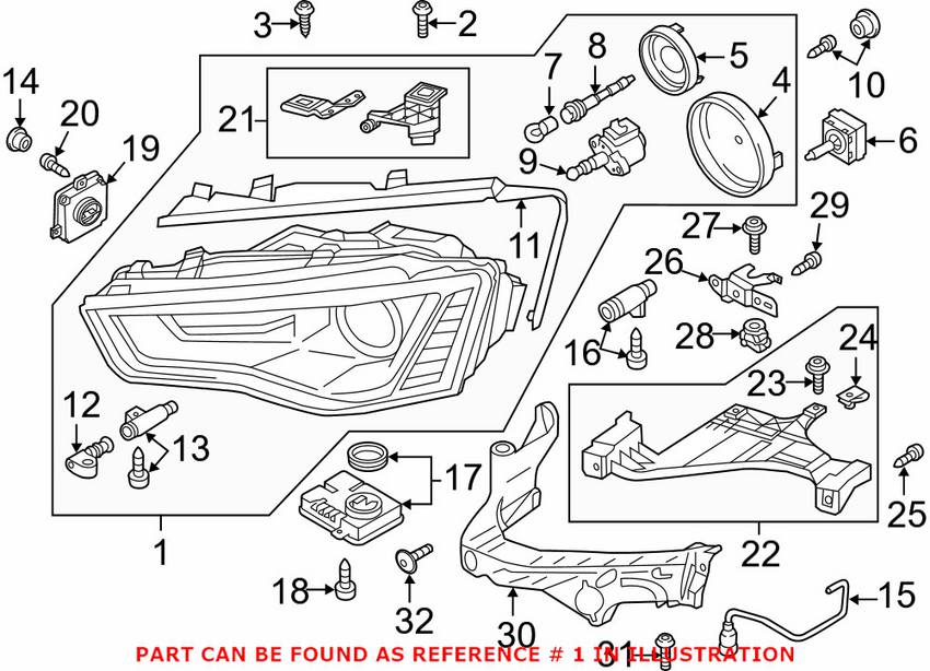 Audi Headlight Assembly - Passenger Side (Xenon) 8T0941044E