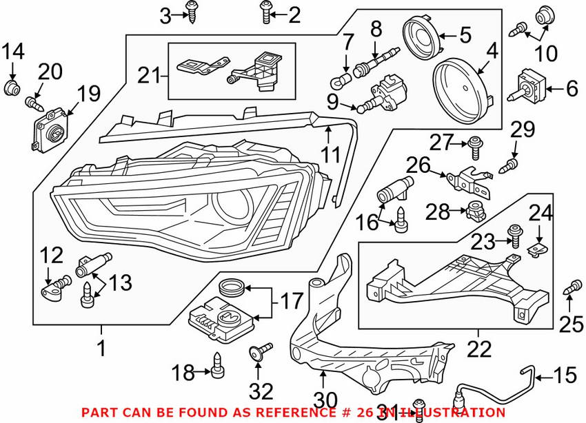 Audi Headlight Bracket - Driver Side 8T0941355A