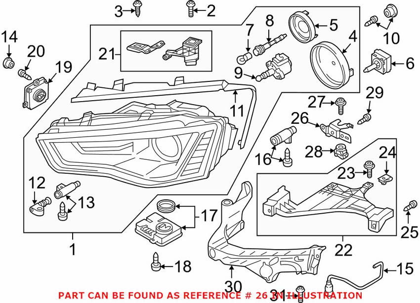 Audi Headlight Bracket - Passenger Side 8T0941356A