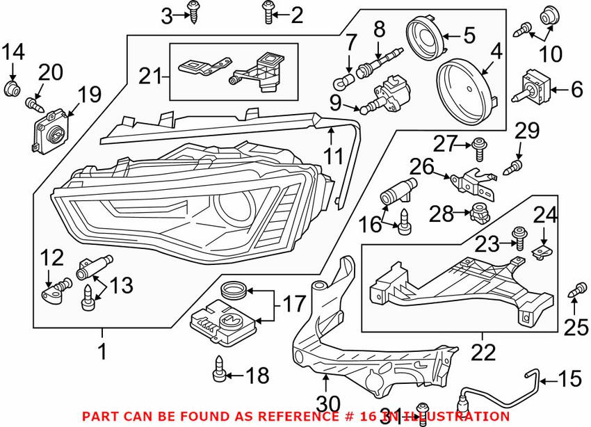 Audi Headlight Bracket Coupling 8T0941741