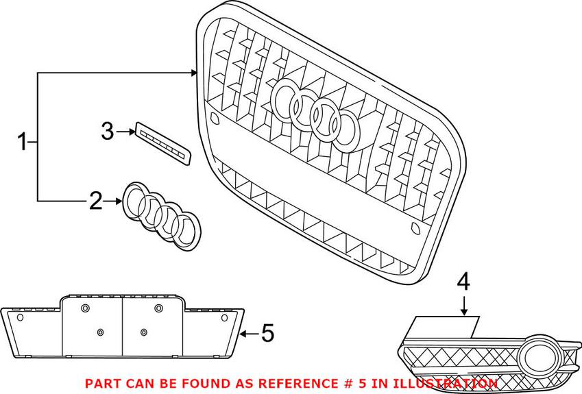 Audi License Plate Bracket - Front 8U0807285T94