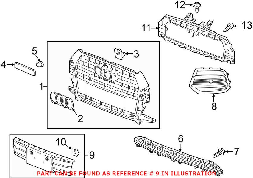 Audi License Plate Bracket - Front 8U0807287CT94