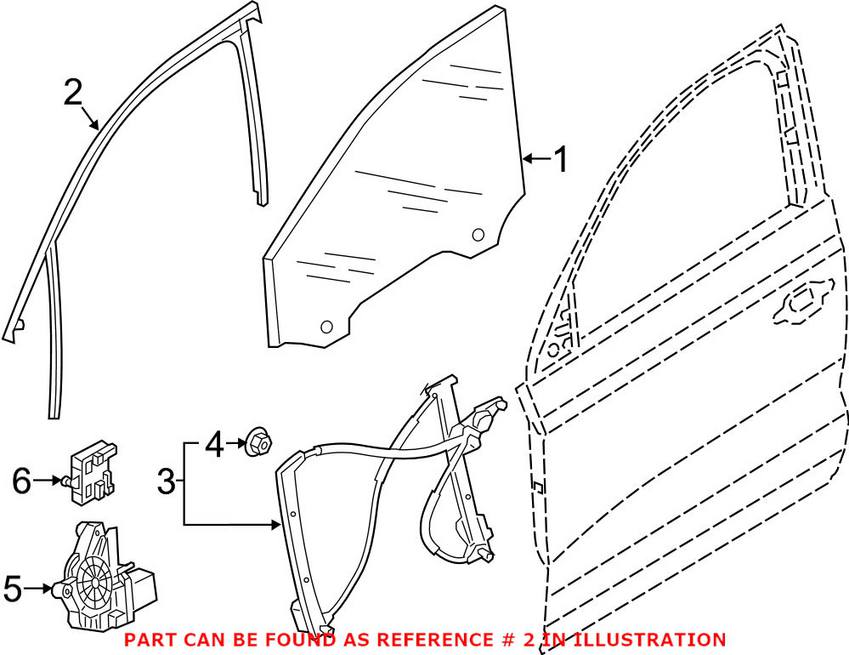 Audi Window Channel - Front Driver Side 8U0837439A