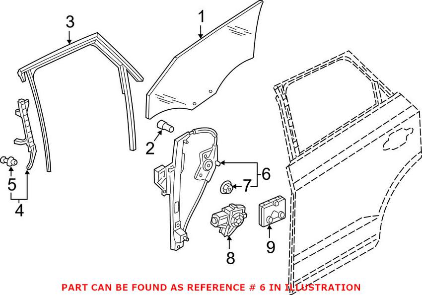 Audi Window Regulator - Rear Driver Side 8U0839461