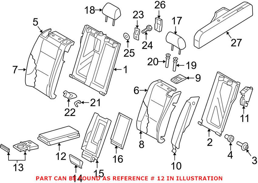 Audi Seat Armrest - Rear 8U0885081E38M