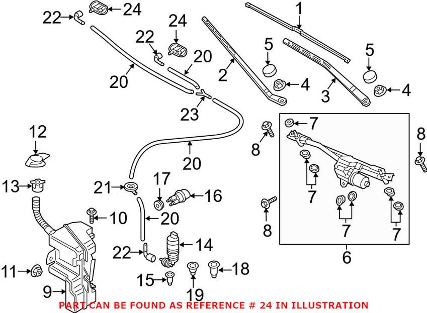 Audi Windshield Washer Nozzle - Front Passenger Side 8U0955988A