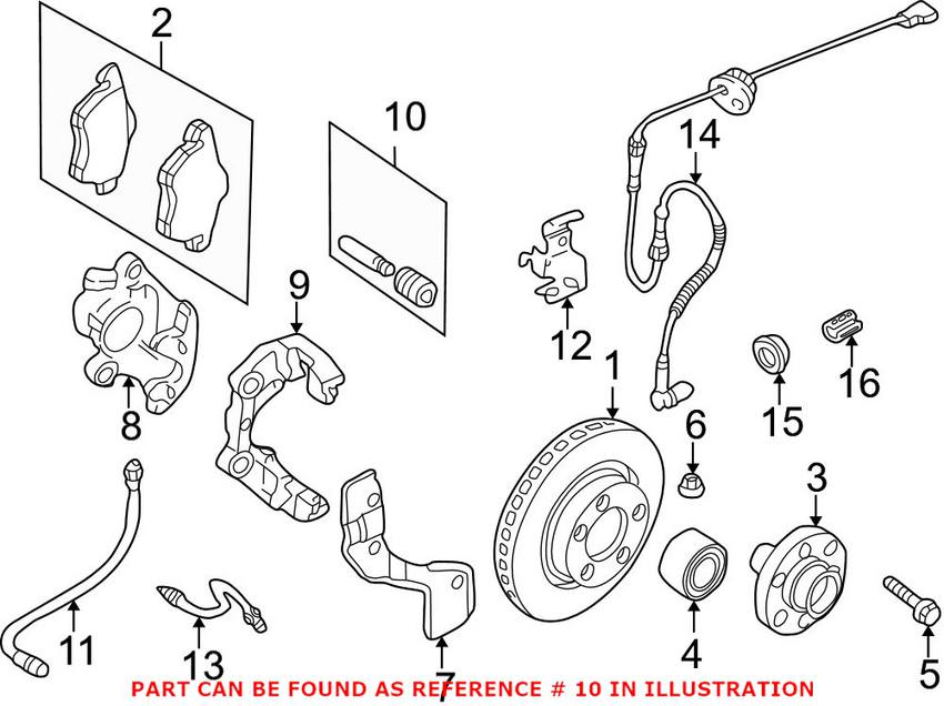 VW Disc Brake Caliper Pin Bushing 8V0698647