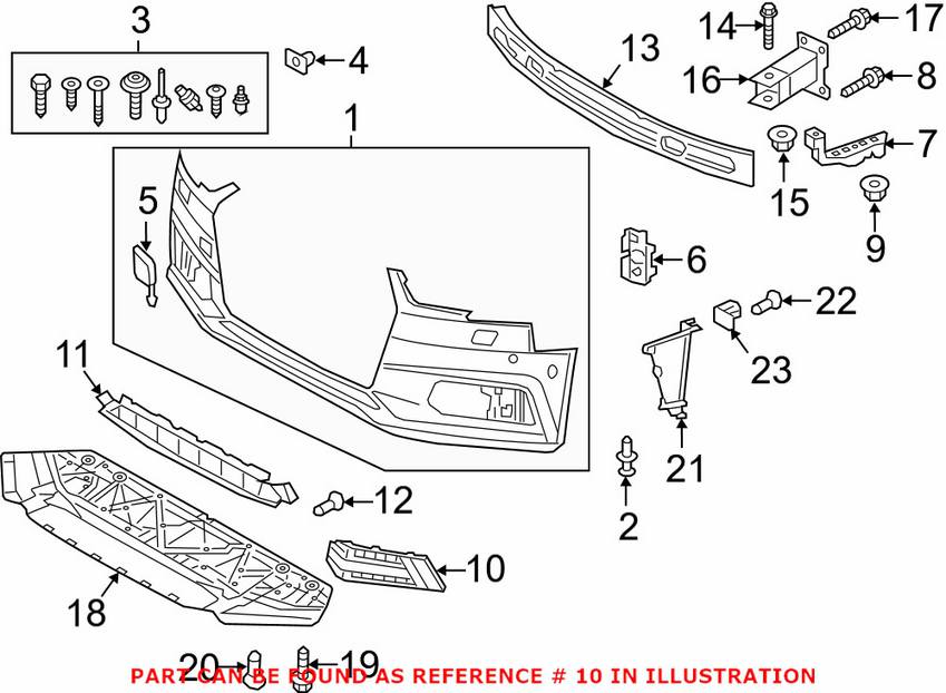 Audi Foglight Grille - Passenger Side (Satin Black/Black) (S-Line) 8W0807682FRU6