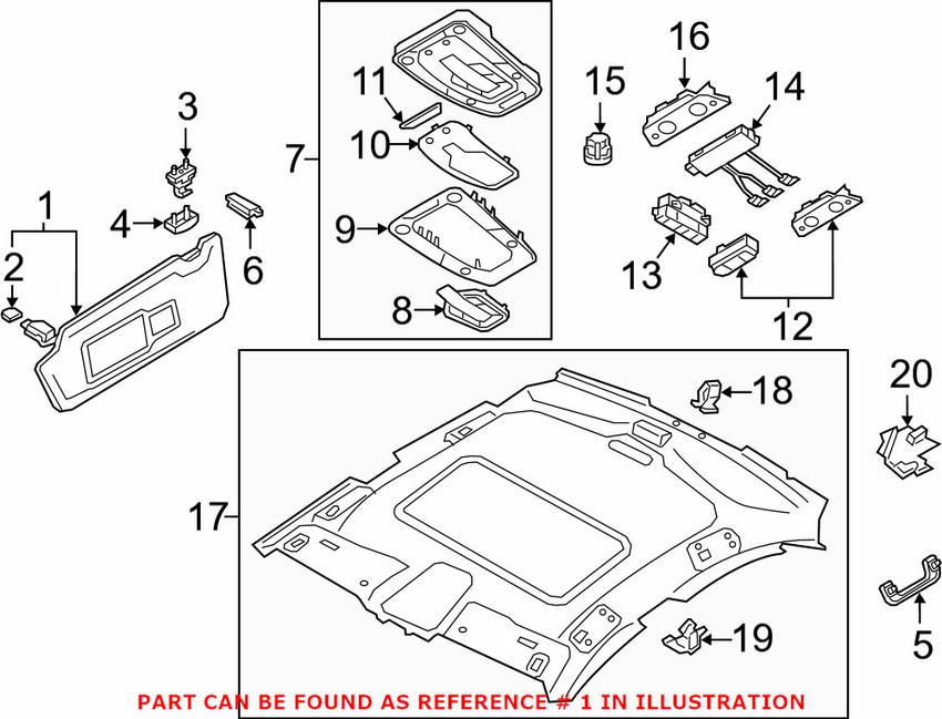 Audi Sun Visor - Passenger Side 8W0857552AMEA7