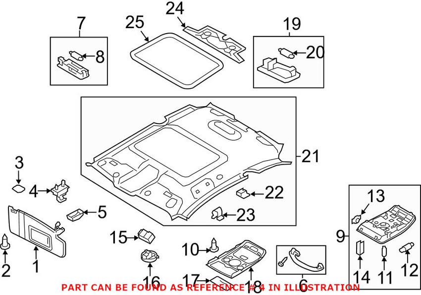 Audi Sun Visor Bracket (Star Silver) 8W0857562AZ62