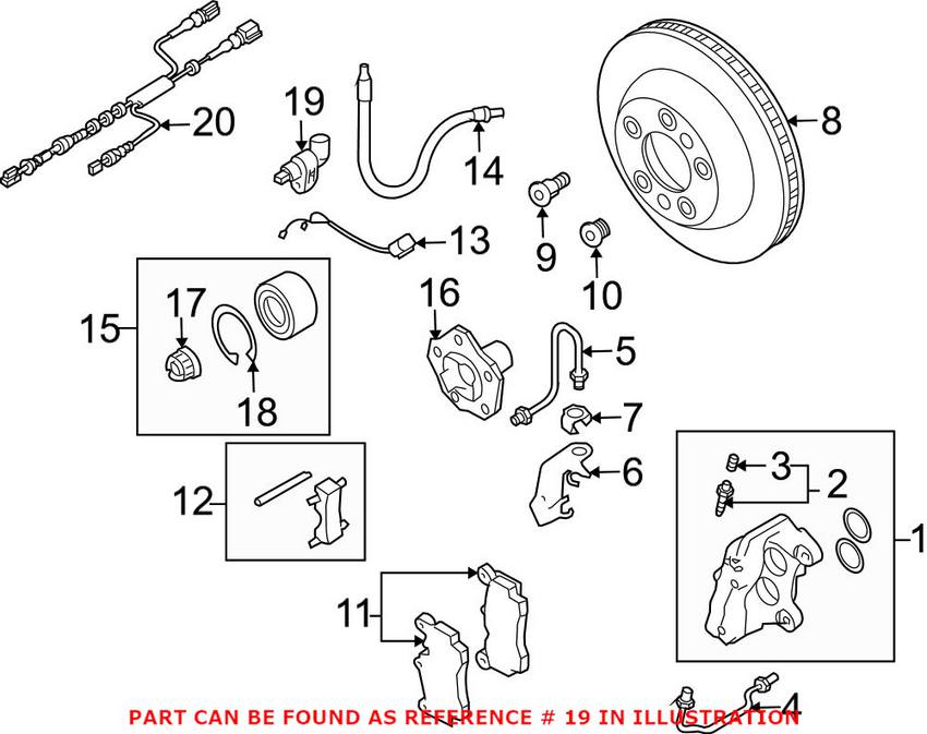 VW ABS Wheel Speed Sensor - Passenger Side WHT003856B