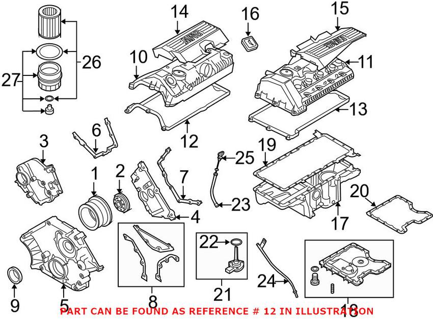 BMW Valve Cover Gasket Set - Passenger Side 11127513194