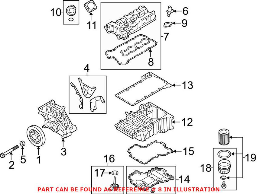 BMW Valve Cover Gasket (Cyl 5-8) 11127614701